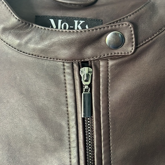 NWOT Mo-Ka by Santa Fe Brown Faux Leather Jacket Full Zip - Women’s M - Picture 7 of 17